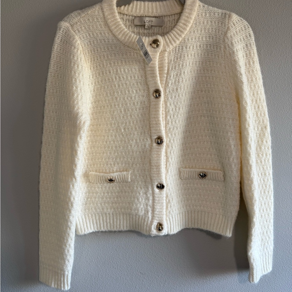 Ladylike Cream Gold Button Sweater